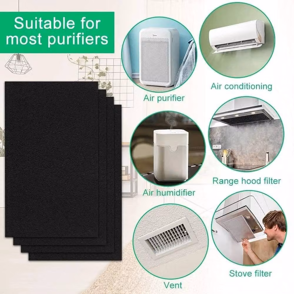 NESTLUNE Activated Carbon Air Purifier Filter Replacement for Air Conditioners, Black, W: 100 cm, D: 15 cm – 4