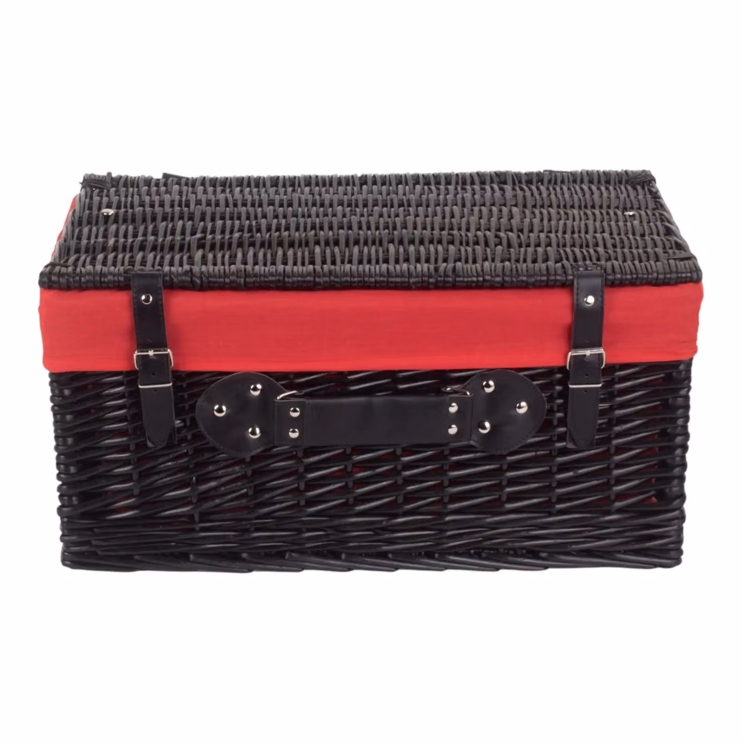 Black Willow Empty Picnic Basket with Red Lining, Red Hamper, W: 51 cm, D: 35 cm, H: 25 cm – 2