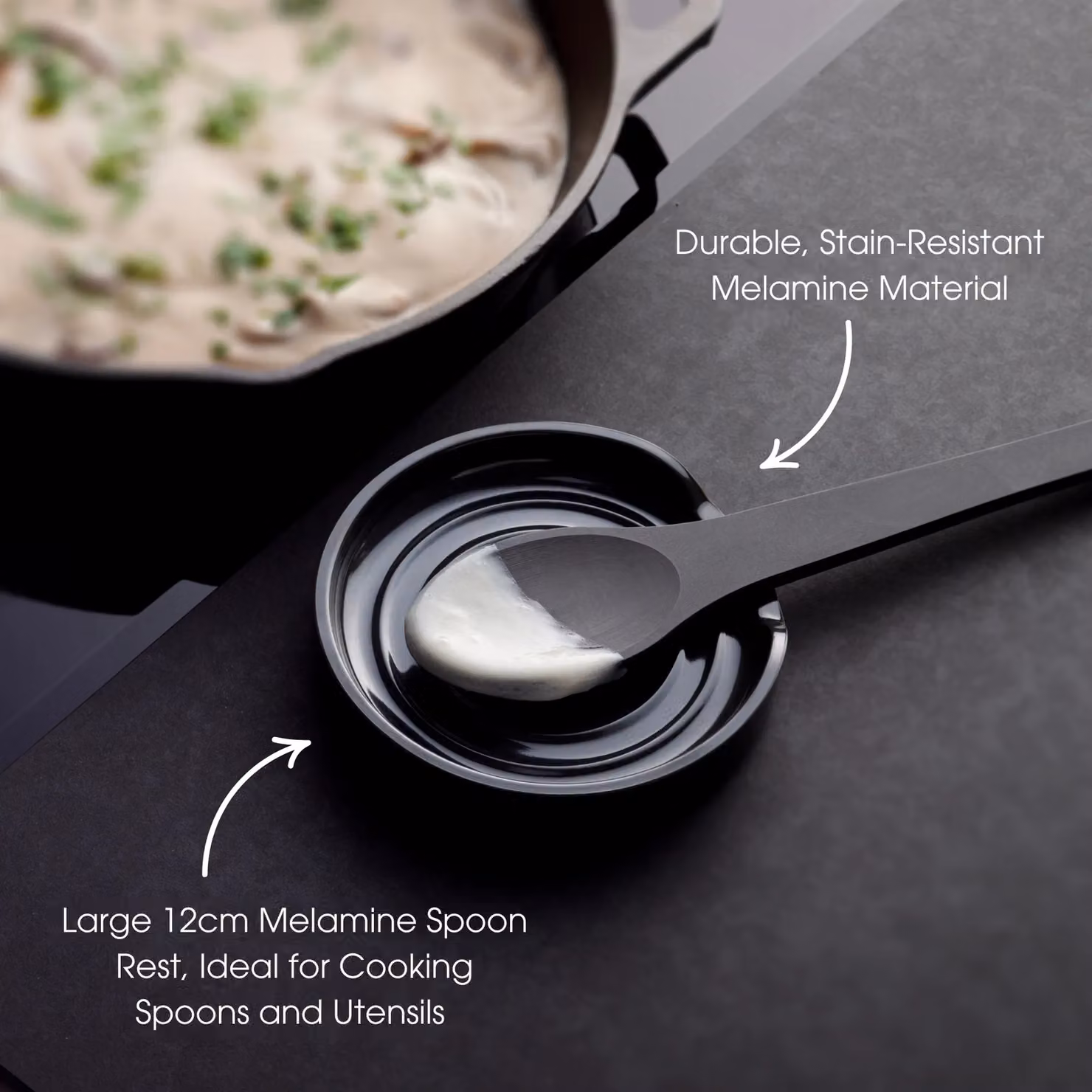 Zeal Melamine Round Spoon Rest, Grey, Diameter: 12 cm – 2