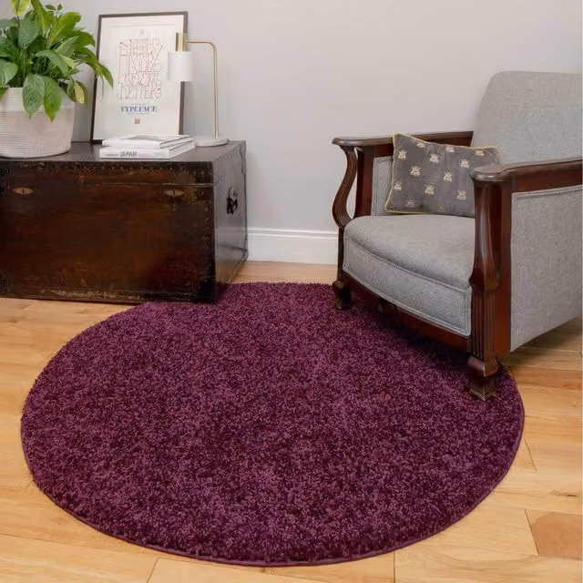 The Rug House Soft Value Shaggy Area Rug in Purple, W/D: 135 x 135 cm