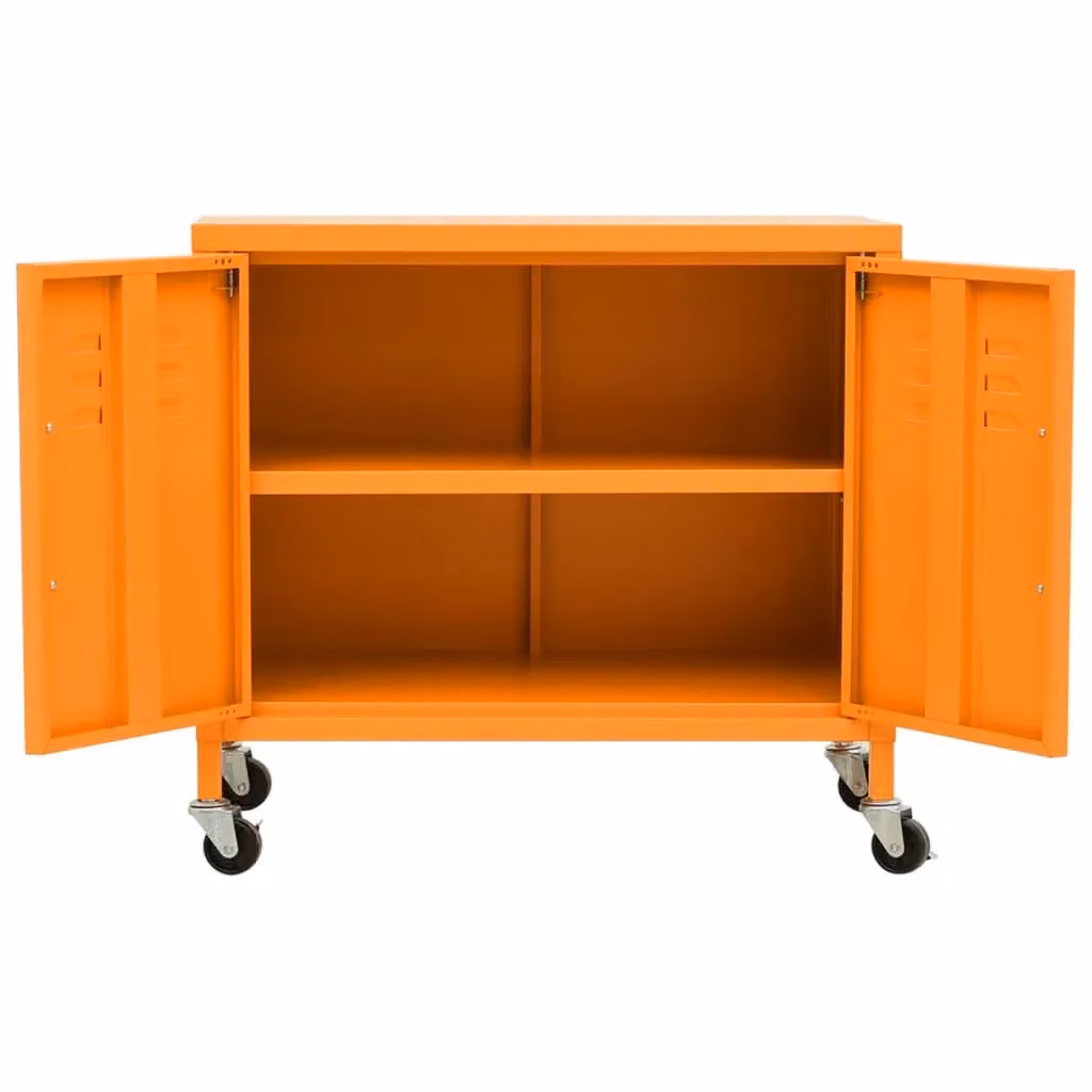 Berkfield Home Orange Metal Freestanding Storage Cabinet with Hinged Doors, W/D/H: 60 x 35 x 56 cm – 2