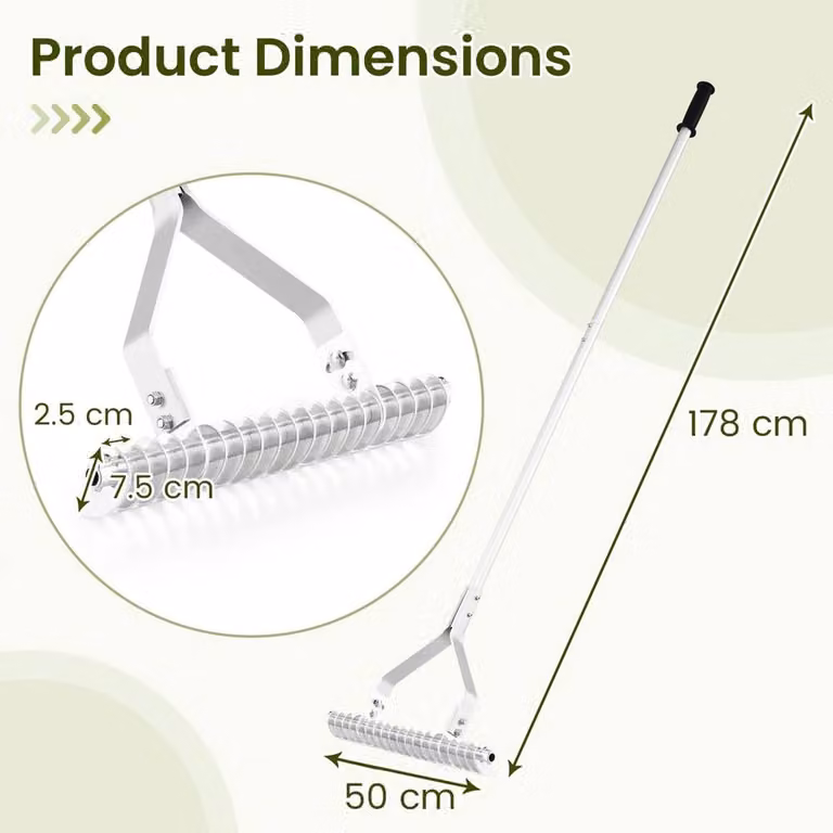 VOGREX Silver Aluminium Lawn Loosening Soil Rake and Garden Thatch Rake, Width: 50 cm, Height: 178 cm
