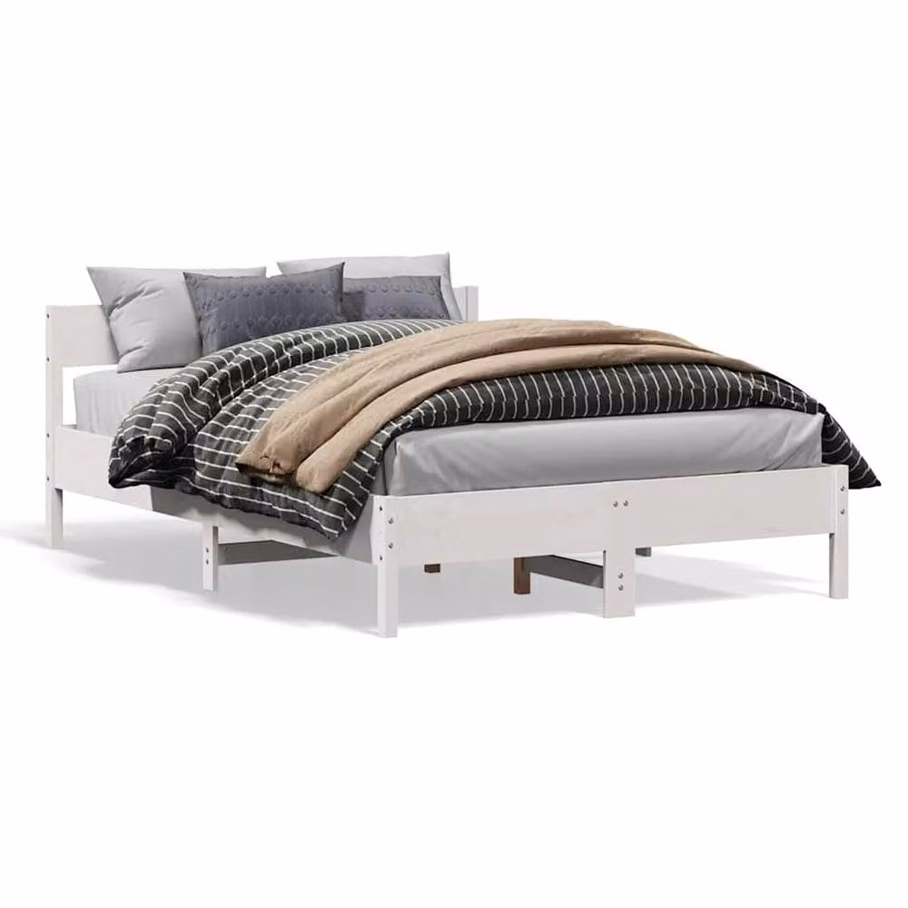 Berkfield Home Beautiful King Size Bed Frame in White Solid Pine with Drawers, W/D/H: 150 x 200 x 155.5 cm – 2