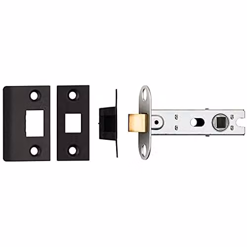 Loops 76mm Tubular Mortice Bolt Through Door Latch with Square Forends in Matt Black – 1