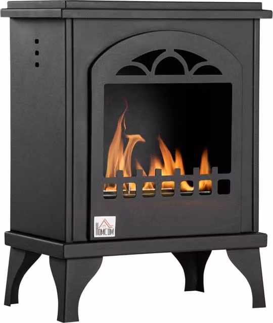 HOMCOM Modern Bioethanol Fireplace Stove, Black, 0.9L Tank – 1