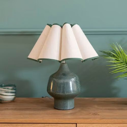 ValueLights Green Ceramic Table Lamp with Fabric Shade and Included Bulb – 3