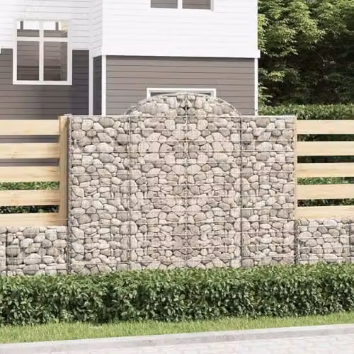 vidaXL Arched Gabion Baskets, 15 Pieces, Silver Galvanised Steel, W: 200 cm, D: 50 cm, H: 160/180 cm – 2