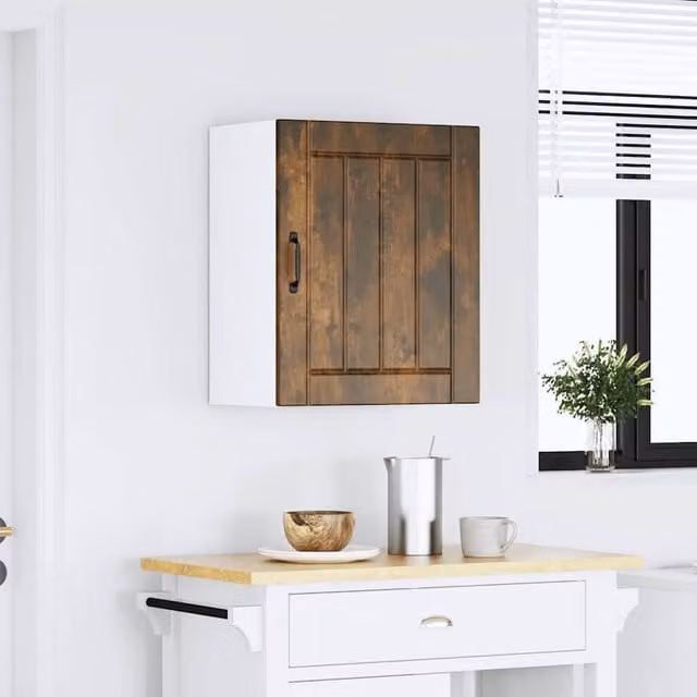 Berkfield Home Lucca Kitchen Wall Cabinet in Smoked Oak Brown, W/D/H: 60.0 x 31.0 x 50.0 cm