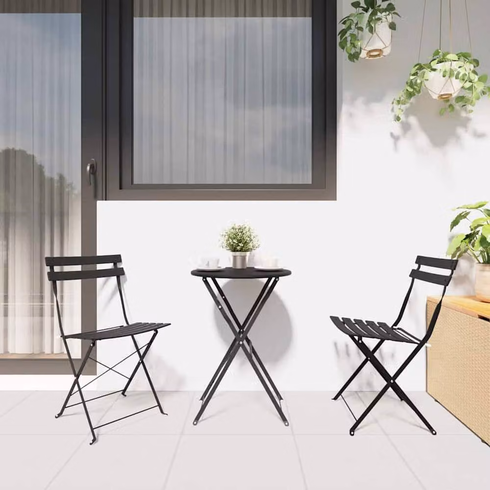 Berkfield Home Anthracite Metal Foldable Outdoor Chairs in Black – 3
