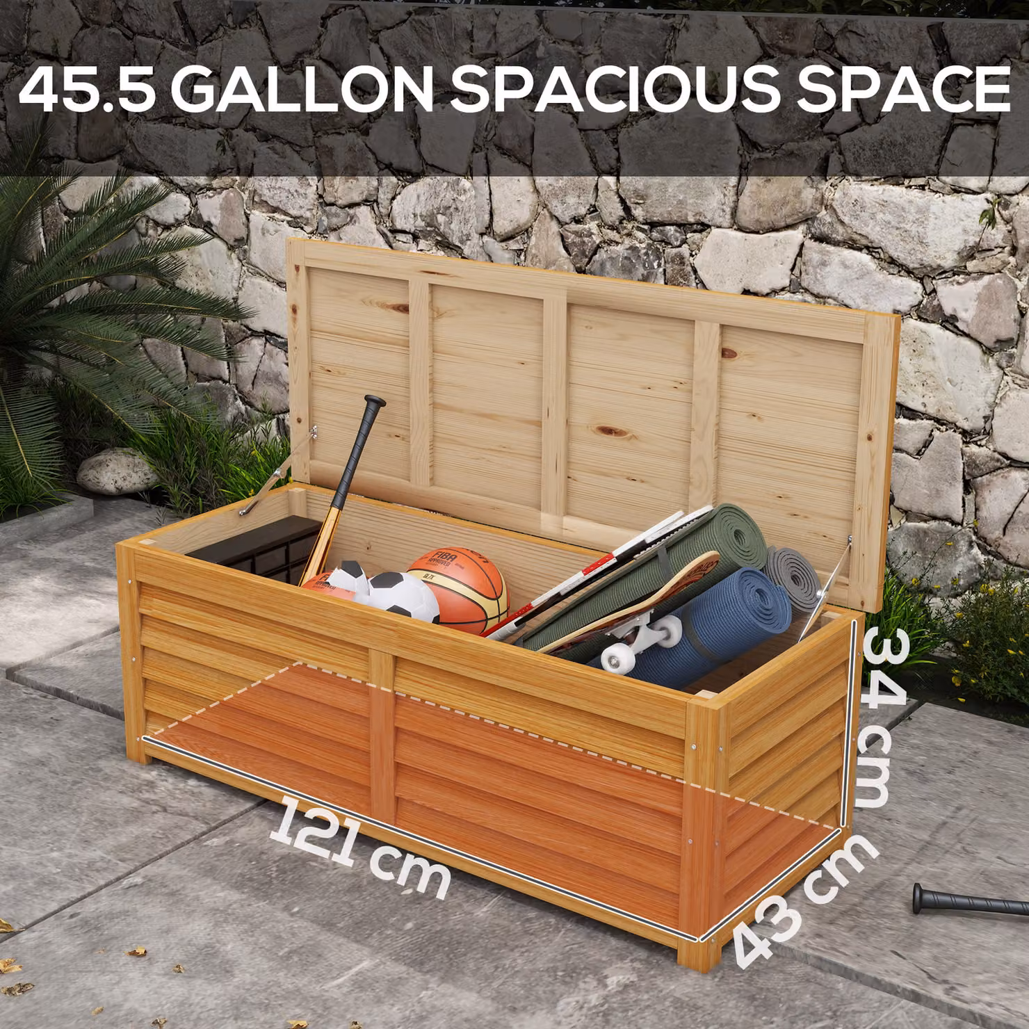 Outsunny 292L Wooden Outdoor Storage Box in Light Brown – 4