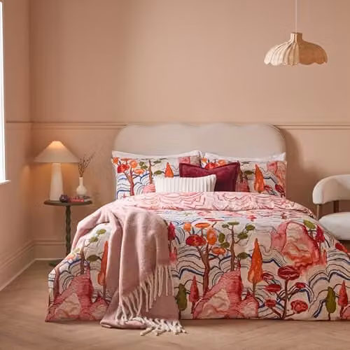 Riva Home Reversible Nature Graphic Cotton Duvet Cover Set, Multicolour, W/H: 90 x 200 cm