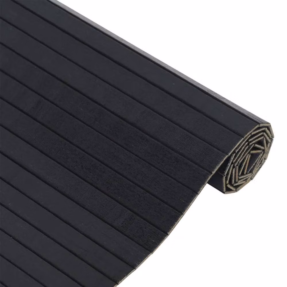 Berkfield Home Rectangular Striped Rug in Black, W: 70 cm x L: 200 cm, Bamboo and Polypropylene Blend – 3