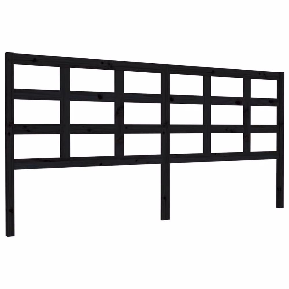Berkfield Home Beautiful Bed Headboard in Black Solid Pine Wood, W: 205.5 cm, D: 4 cm, H: 100 cm – 3