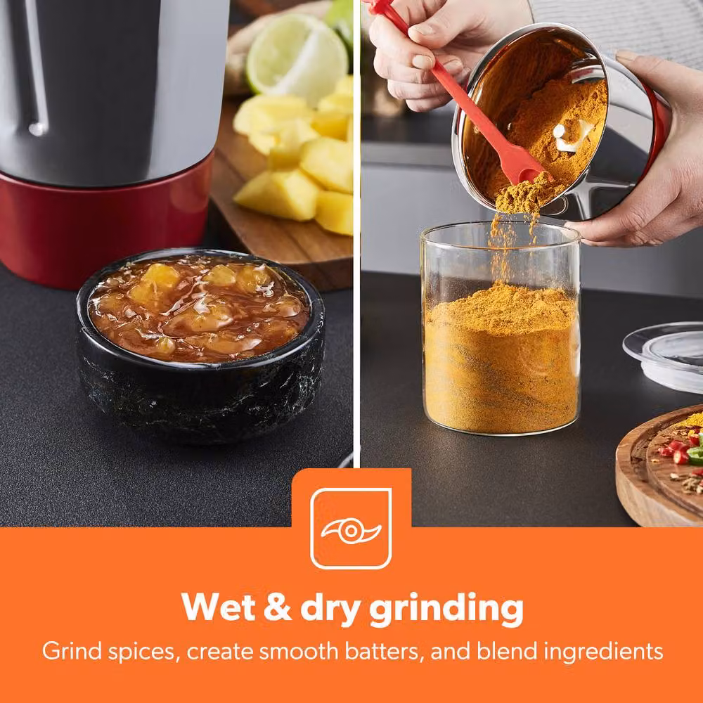 Geepas 750W 3-in-1 Mixer Grinder with 3 Stainless Steel Jars in Red – 3