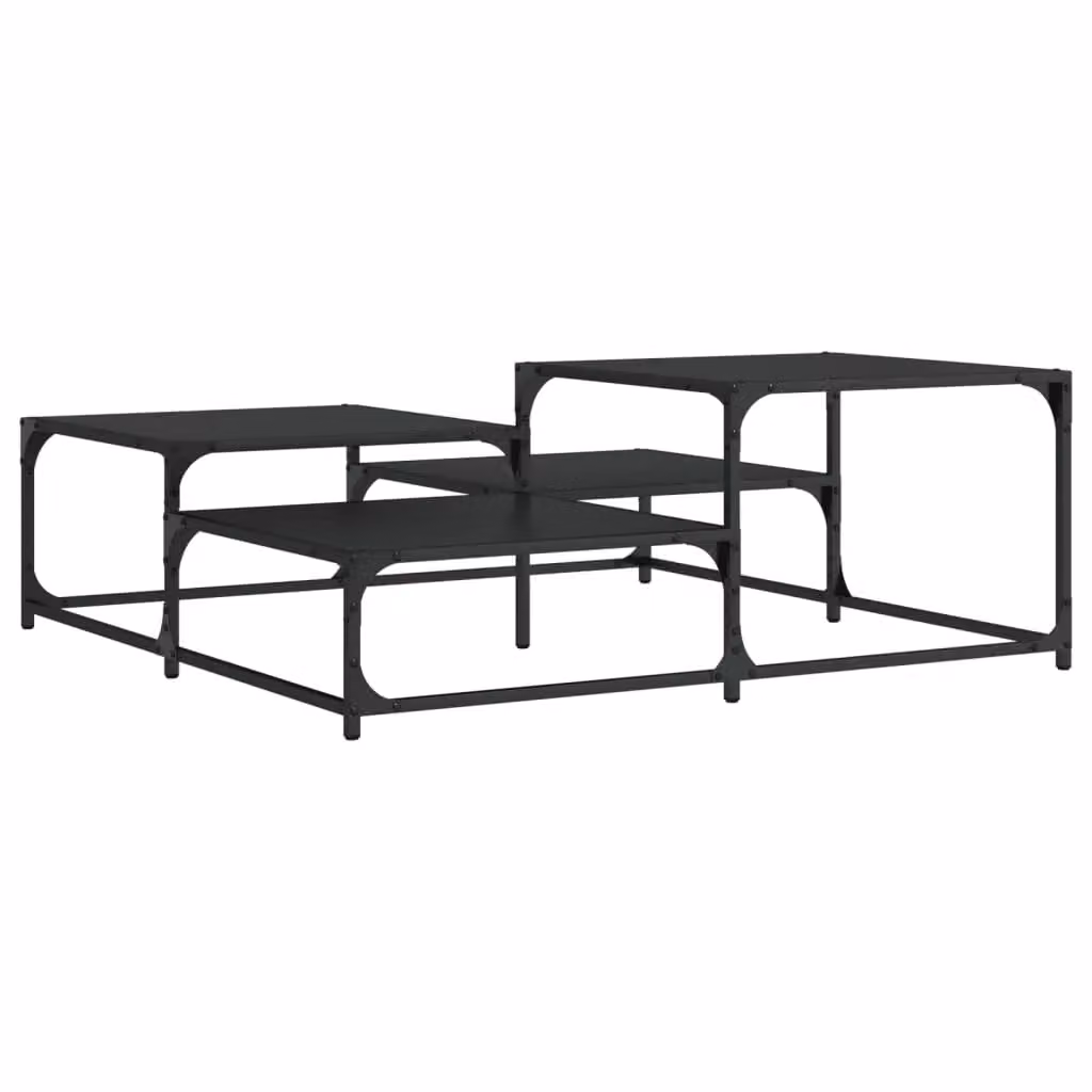 Berkfield Home Black Square Coffee Table in Engineered Wood W/D/H: 107 x 107 x 40 cm – 2