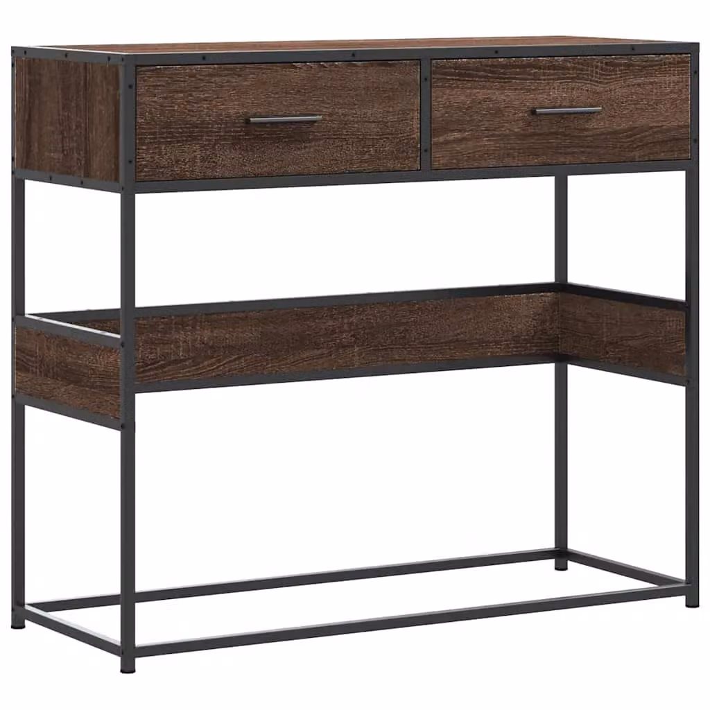 Berkfield Home Brown Oak Console Table W/D/H: 90 x 35 x 80 cm – 2