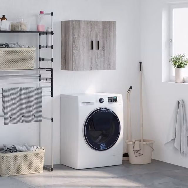 Berkfield Home Wall Mounted Cabinet in Grey, W: 60 cm, D: 31 cm, H: 60 cm