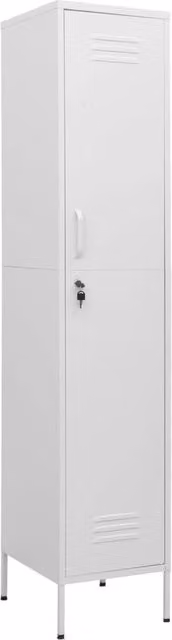 Berkfield Home White Steel Locker Cabinet with Internal Shelves and Lock, W/D/H: 35 x 46 x 180 cm