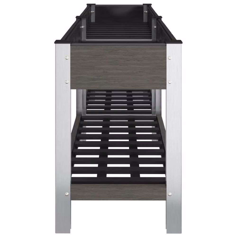 Berkfield Home Garden Raised Bed with Shelf in Grey WPC and Steel, W: 200 cm, D: 50 cm, H: 75 cm – 3