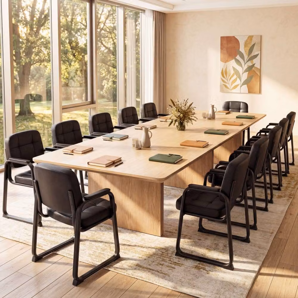 Gymax Set of 2 Black Synthetic Leather Office and Reception Guest Chairs with Armrests – 6