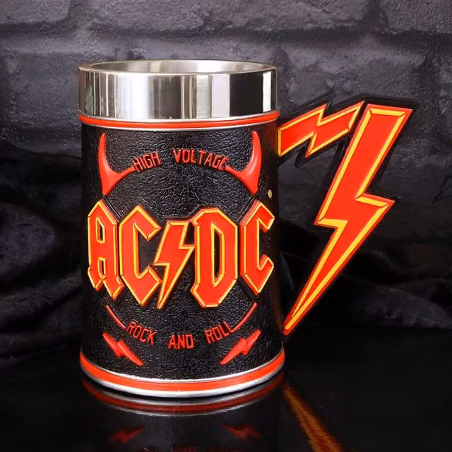 Nemesis Now ACDC Tankard Mug in Red, Yellow and Black, Height: 15.2 cm