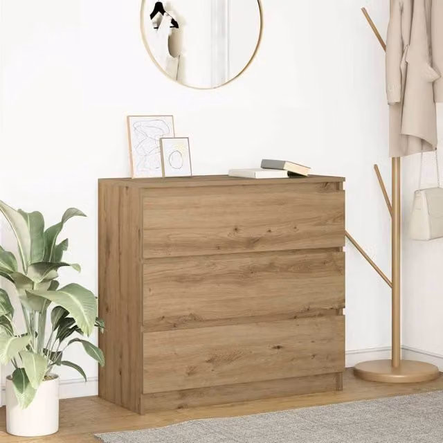 Berkfield Home Artisan Oak Sideboard in Brown, W/D/H: 80 x 35 x 76 cm