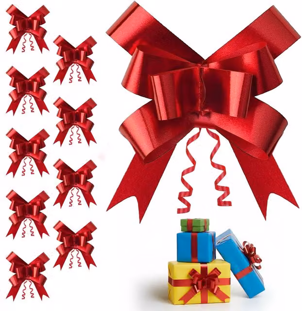 Shatchi Red Plastic Pull Bows, 20 Pack, Width: 3 cm