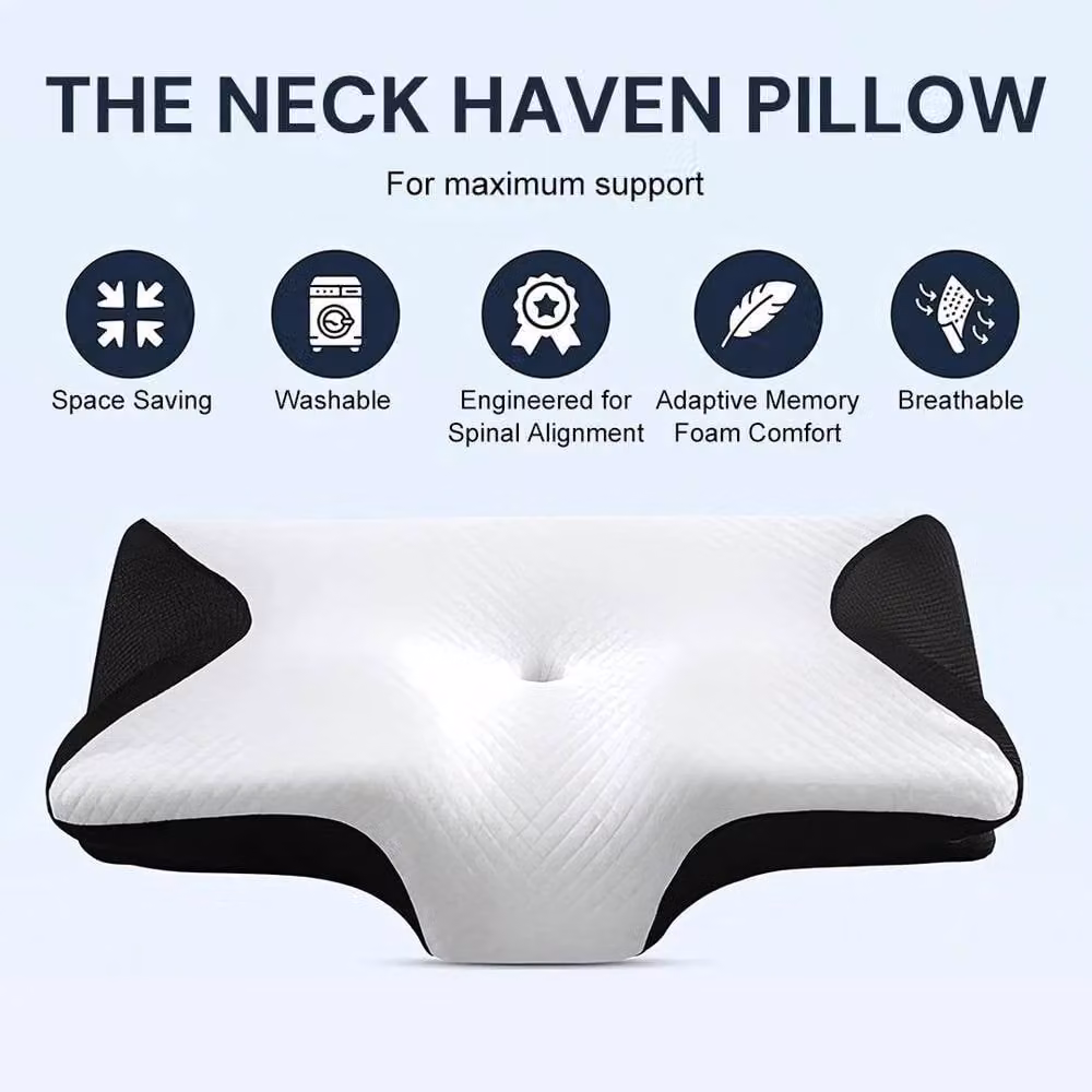 EONLION Memory Foam Cervical Pillow for Neck Support, Suitable for Side, Back and Stomach Sleepers, White – 2