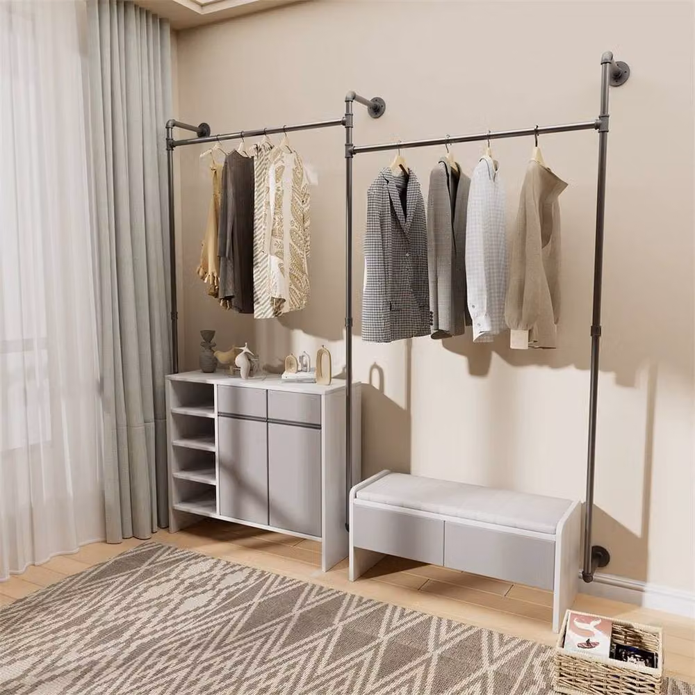 EONLION Black Lacquered Metal Wall Mounted Clothes Rail, Width: 50 cm – 3