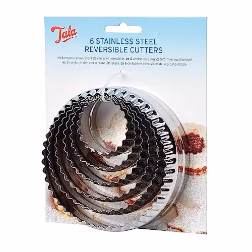 Tala Reversible Round Crinkle Cookie Cutters in Silver Stainless Steel