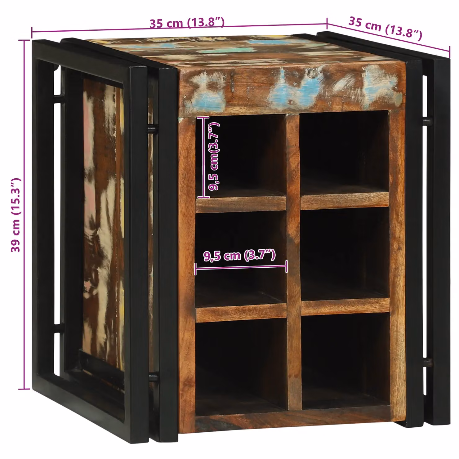 Berkfield Home Rustic Reclaimed Solid Wood Wine Rack in Brown, W/D/H: 34.5 x 35 x 39 cm – 5