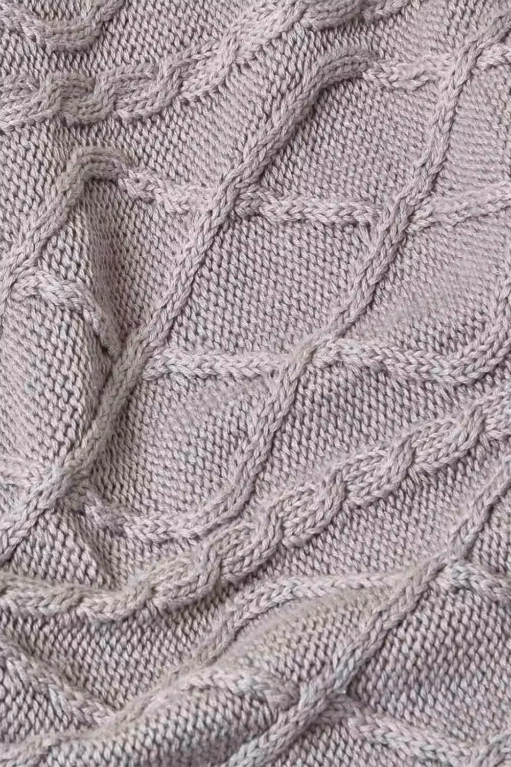 Homescapes Grey Diamond Cable Knit Cotton Throw, W/D/H: 130 x 170 cm – 2