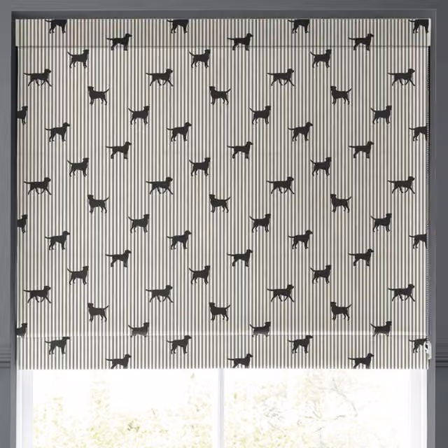 Emily Bond Marley Made to Measure Blackout Roman Blind in Black and Grey Graphic Design