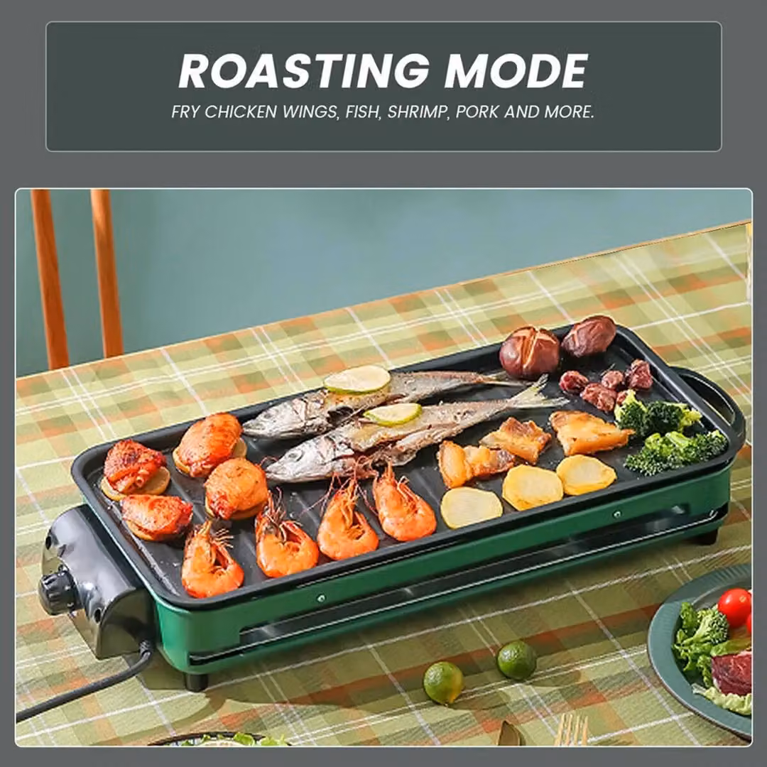 SPETLEK 1500W Smokeless Indoor Barbecue Griddle with Non-Stick Coating and Adjustable Thermostat, Green – 6