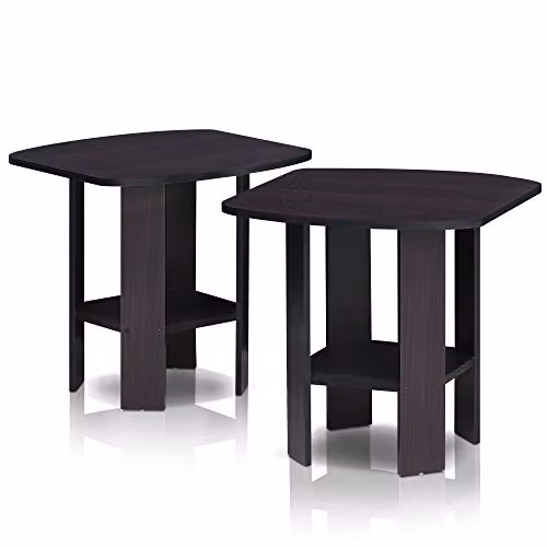 Furinno Simple Design 2-Tier Side Table Set of 2 with Open Shelves, Brown – 3