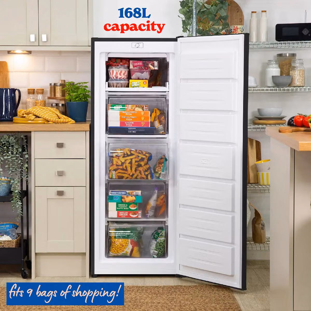 Russell Hobbs Freestanding Upright Tall Freezer in Black, 168L, Height: 143 cm – 5