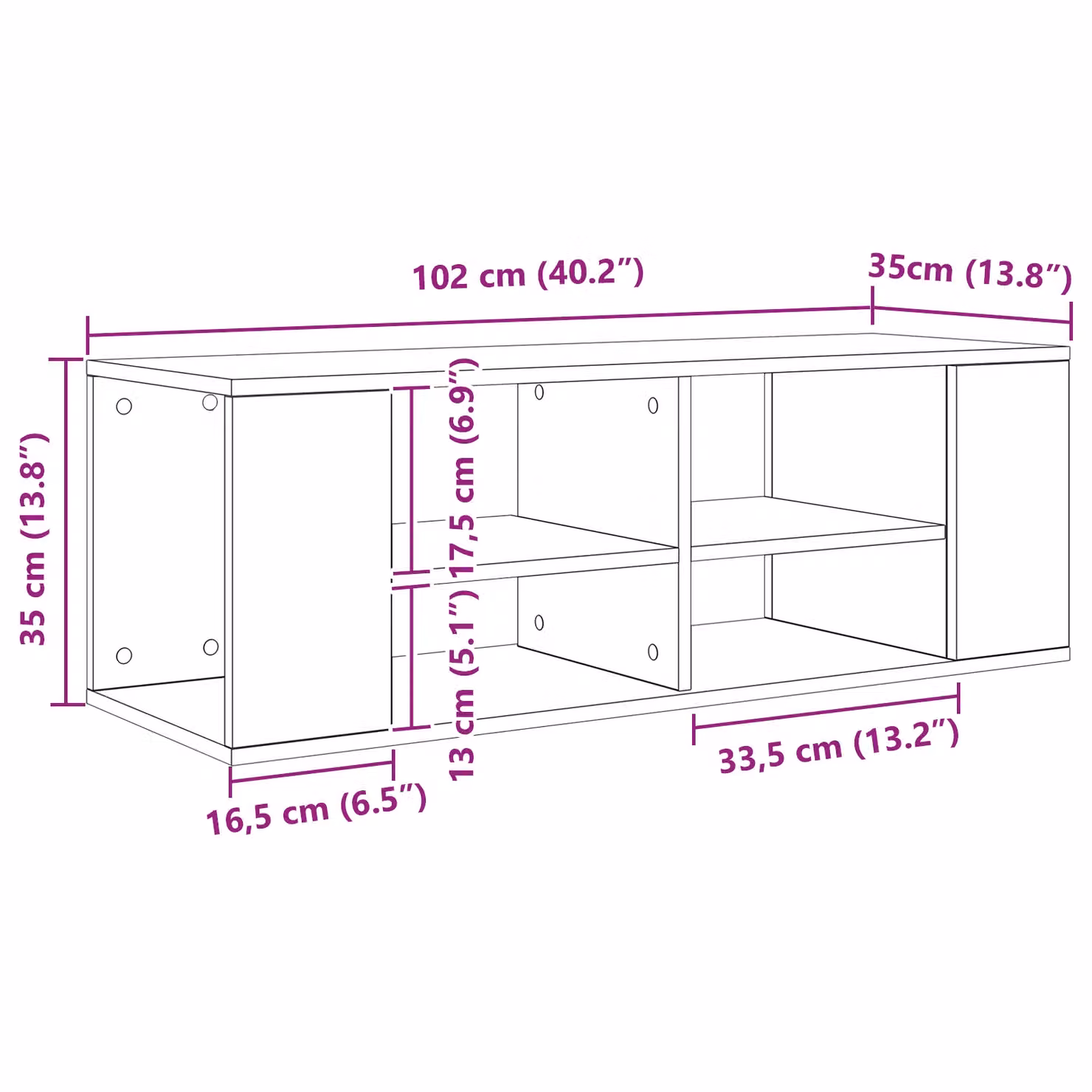 Berkfield Home Modern Wall Mounted TV Cabinet in Black Oak, W/D/H: 102 x 35 x 35 cm – 5
