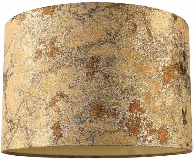 Happy Homewares Designer Textured Gold and Orange Jacquard Fabric Drum Lampshade, Diameter: 30 cm