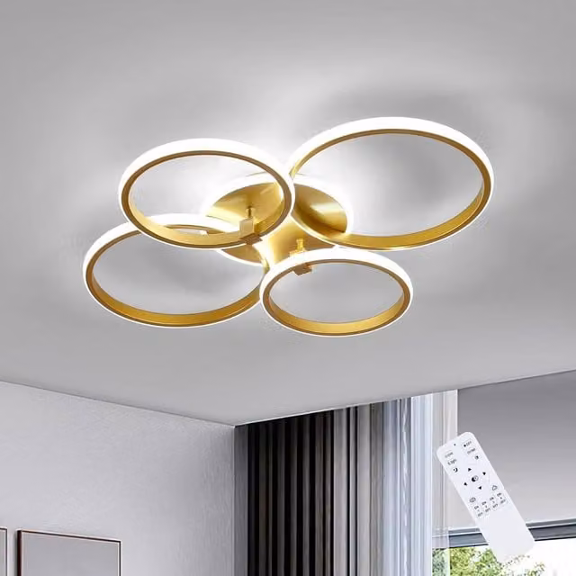 Goeco Round LED Ceiling Light, 39W Dimmable Modern Gold Metal Light with Remote Control – 1