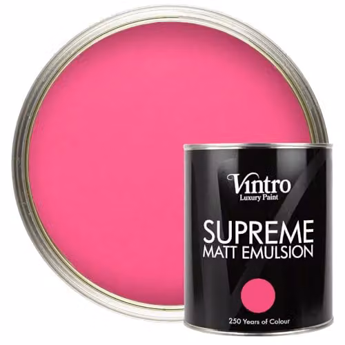Vintro Luxury Matt Emulsion Smooth Chalky Finish Multi Surface Paint in Deptford Pink, 1 l