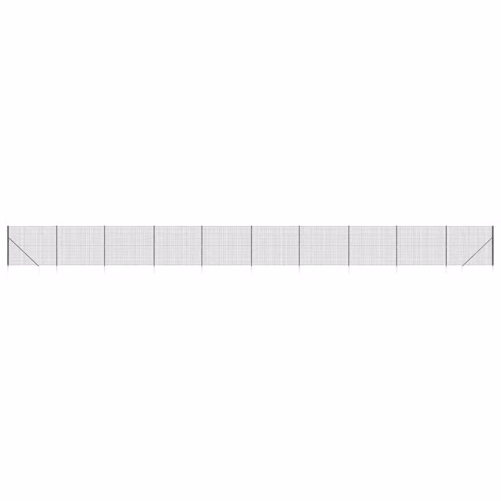 Berkfield Home PVC-Coated Steel Wire Mesh Fence with Spike Anchors in Anthracite and Black, H: 2.0 m, W: 25 m – 2