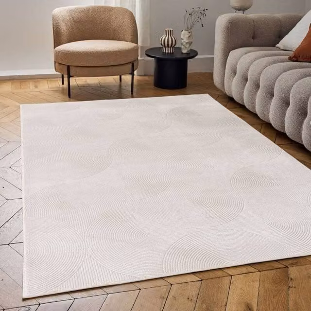 THE RUGS Carmel Arch Design Soft Pile Area Rug, Ivory, W: 80 cm, L: 300 cm – 1