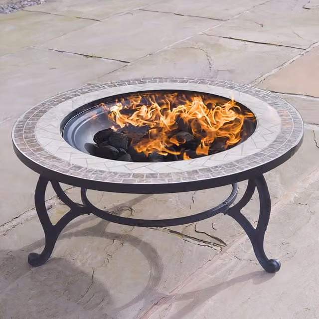 BillyOh Beacon 3 in 1 Fire Pit BBQ Star Tiled Coffee Table in Black