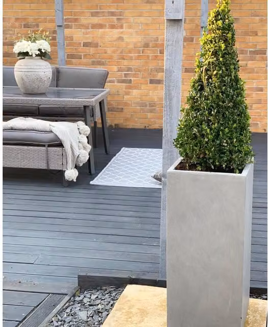IDEALIST Tall Square Garden Planter, Grey Concrete Ornamental Tub