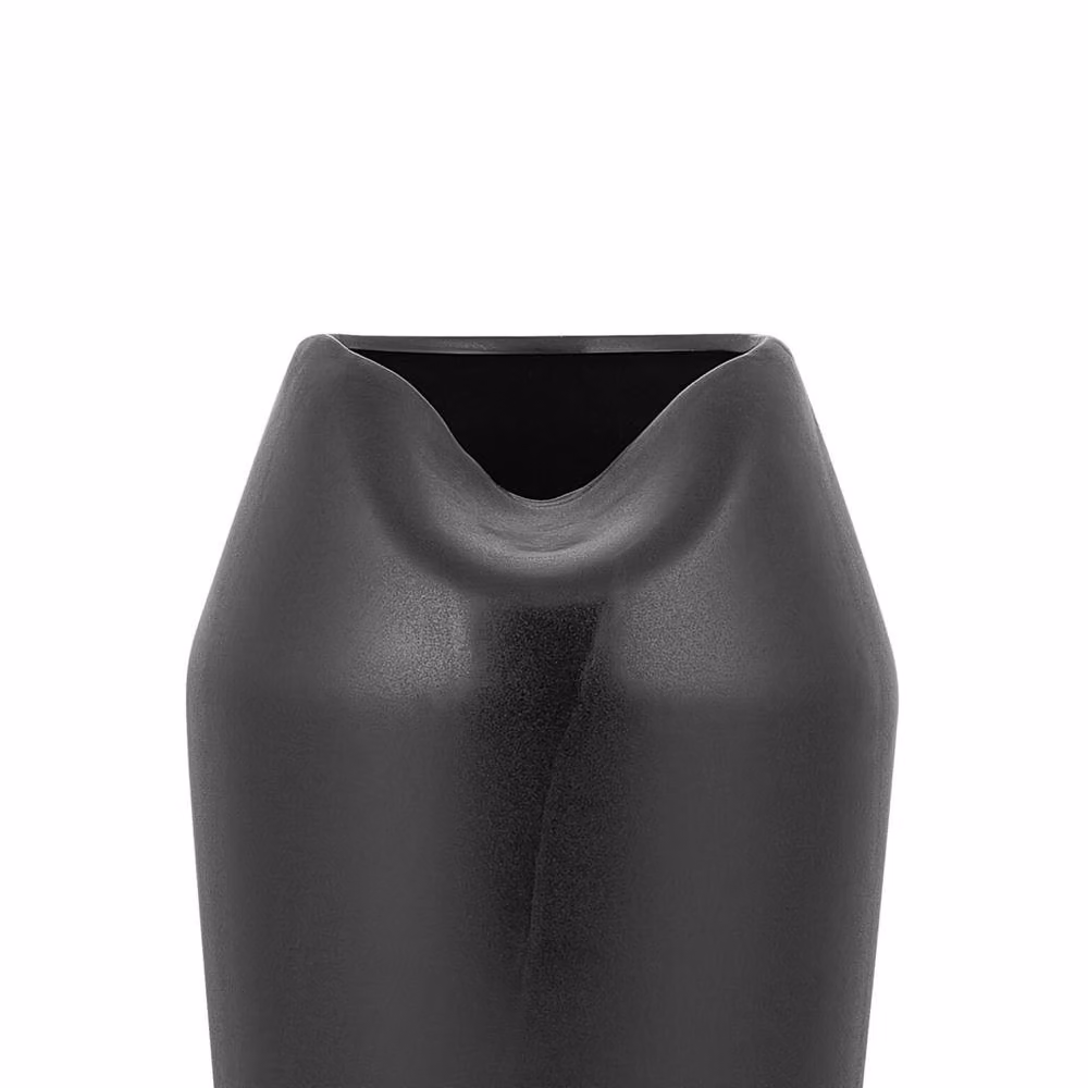 Wyld and Coco Black Stoneware Table Vase with Sculpted Twist Rim, Height: 33 cm – 4