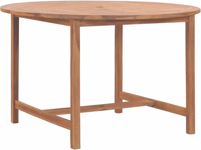 Berkfield Home Garden Solid Teak Wood Dining Table in Brown, Diameter: 110 cm, Height: 75 cm – 1