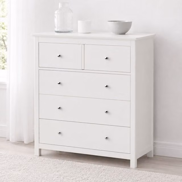 Core Products Modern White Lacquered Metal Chest of Drawers for Bedroom