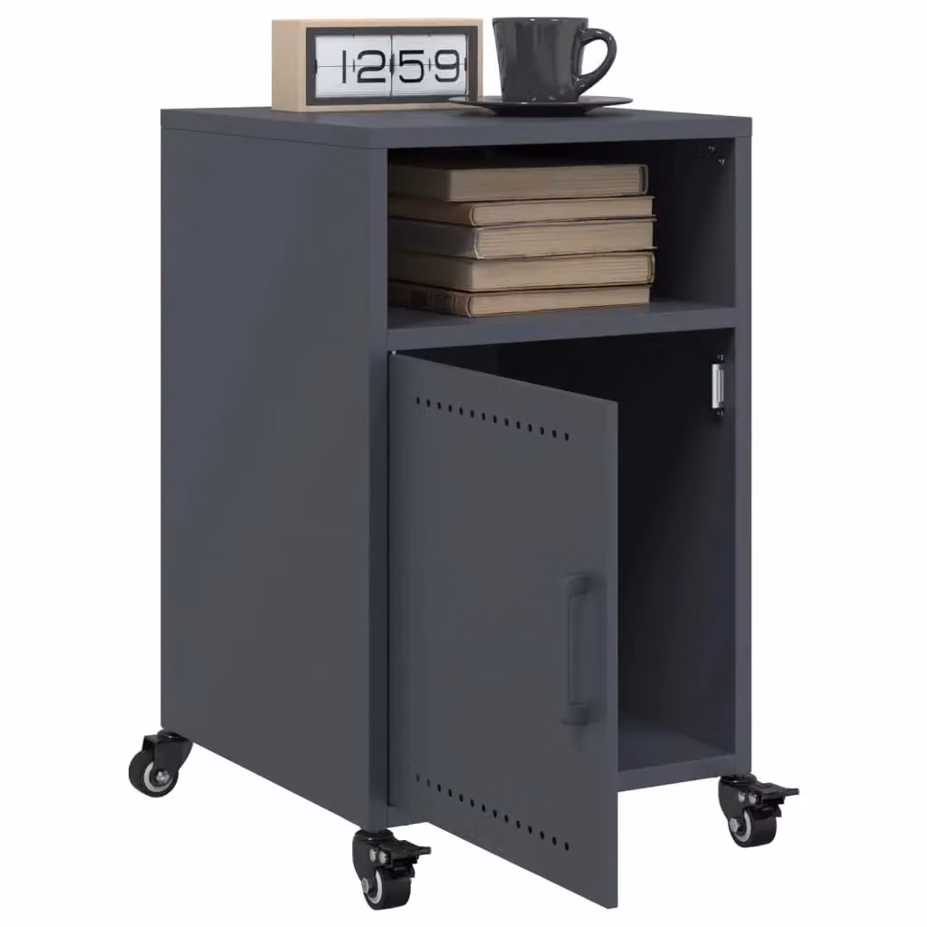 Berkfield Home Set of 2 Anthracite and Black Metal Bedside Cabinets, W/D/H: 36 x 39 x 59 cm – 3