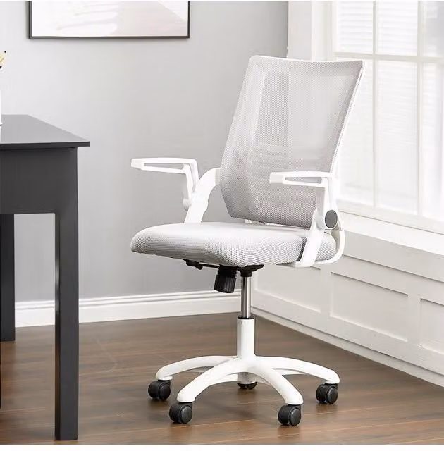 H&O Direct Ergonomic Grey Fabric Gaming Chair with Armrests and Castors for Home Office