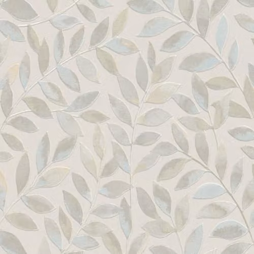 Erismann Ameroso Leaf Blown Vinyl Wallpaper in Blue and Natural, Botanical Floral Design for Kitchens, Living Rooms and Hallways, Opus 10462-02